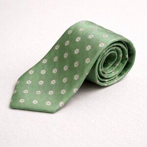 Ike Behar Green Floral Jacquard Patterned Tie Silk Spring Necktie Classic